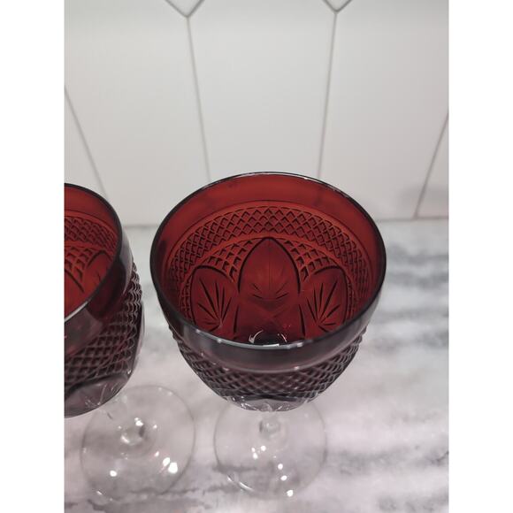 Cristal D'Arques-Durand Ruby‎ Goblet Set, Water Wine Glasses, Red/Clear Glass - Picture 5 of 10